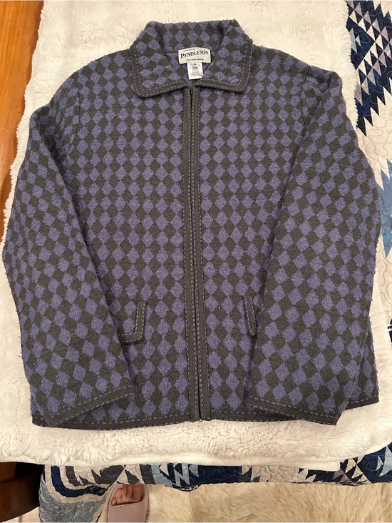Pendleton Sweaters - Pendleton Purple & Charcoal Diamond Pattern Sweater